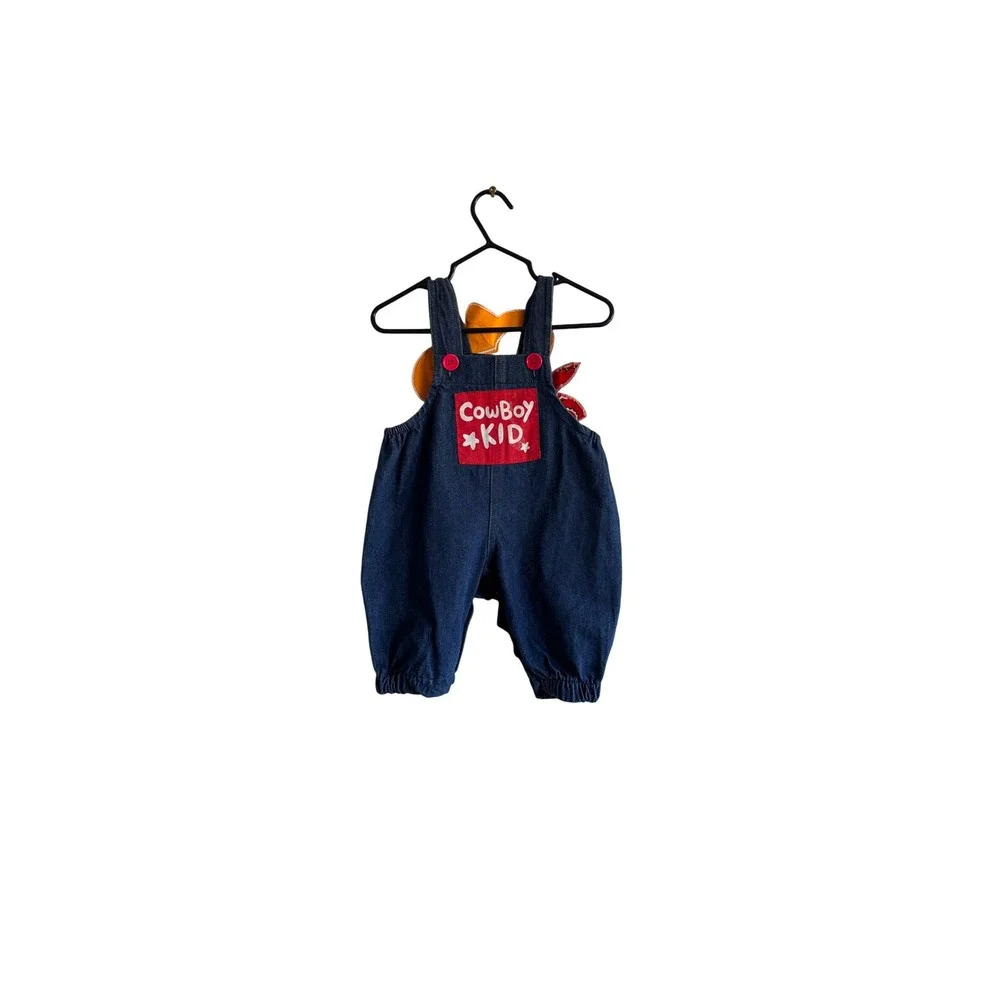 Cowboy Kid Denim Lion Overalls‎ Baby Romper Costume 0 6 Months